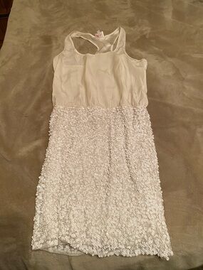 Parker Silk and Sequin White Racerback Dress